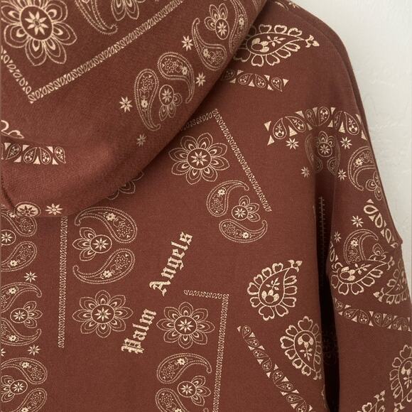 Palm Angels Bandana print cotton-jersey hoodie brown large NWOT - Picture 4 of 12